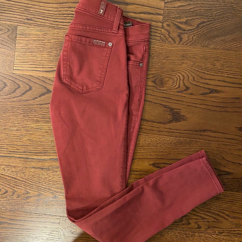 7 for all mankind red jeans skinny